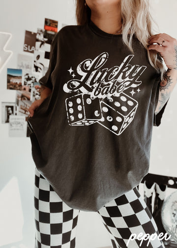 Lucky Babe Dice Comfort Colors Tee *8 Colors (S-3X)