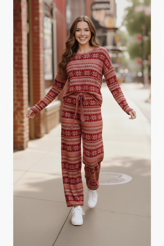 Red Holiday Fair Isle Set