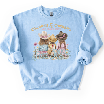 Free Range Children and Chickens Graphic Sweatshirt