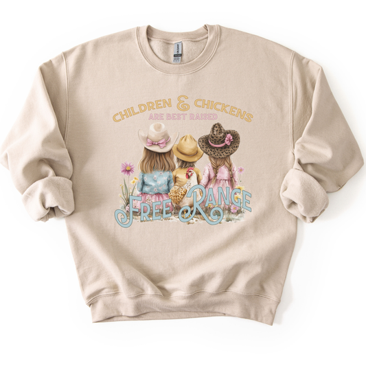 Free Range Children and Chickens Graphic Sweatshirt