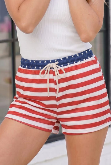 Stars and Stripes Drawstring Shorts