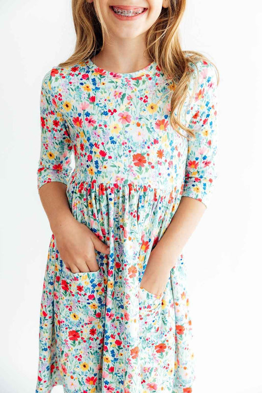 After the Rain 3/4 Sleeve Pocket Twirl Dress