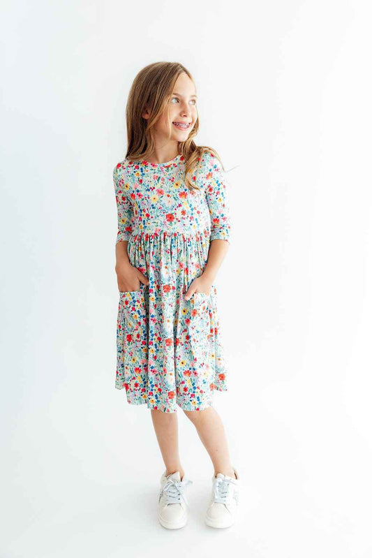 After the Rain 3/4 Sleeve Pocket Twirl Dress