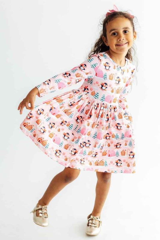Penguin Party L/S Pocket Twirl Dress